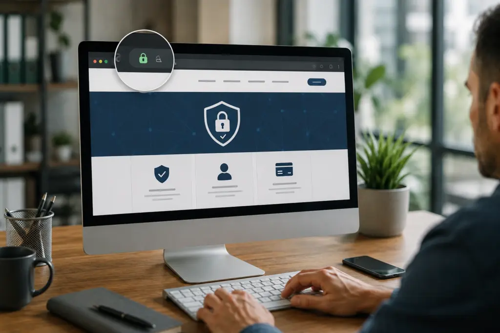 A website having a clear SSL certificate which ensure security